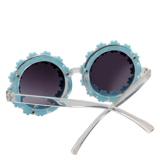 Gafas de Sol FLOWER LEI para Niños – Redondas con Diseño de Flor Azul Lavanda