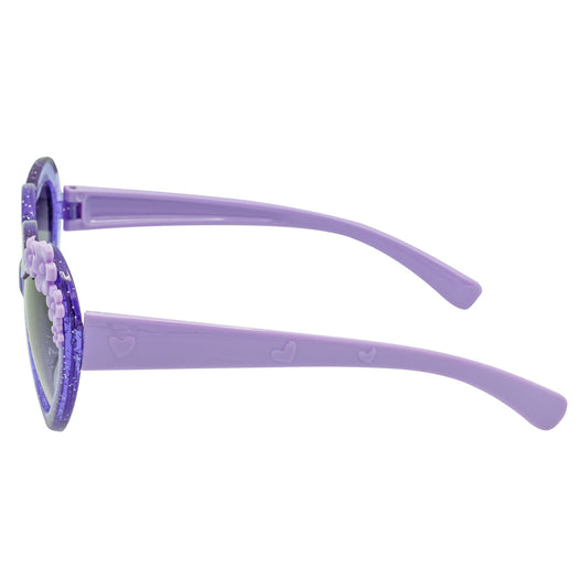 Gafas de Sol GLITTER HEART para Niñas – Corazón con Brillo Morado y Lavanda