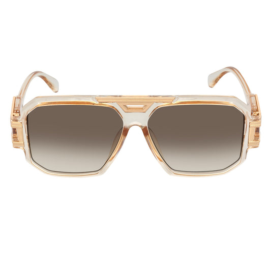 Gafas de Sol Cuadradas LEGEND – Beige Transparente con Lentes Ámbar Degradadas