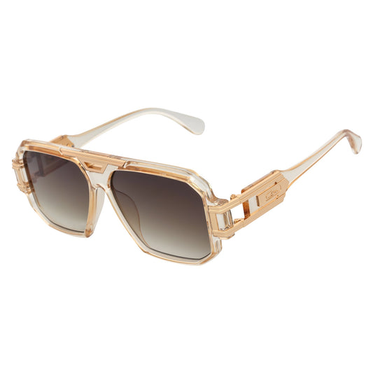 Gafas de Sol Cuadradas LEGEND – Beige Transparente con Lentes Ámbar Degradadas