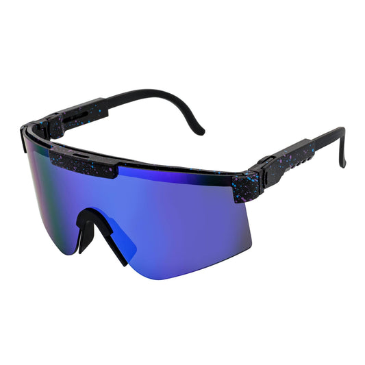Gafas de Sol COBRA – Pantalla Ajustable Oversize Negro con Azul Espejado Jaspeado